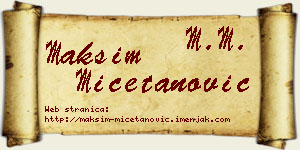 Maksim Mičetanović vizit kartica